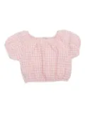 MAGIL Vichy gingham puff-sleeve top - Pink
