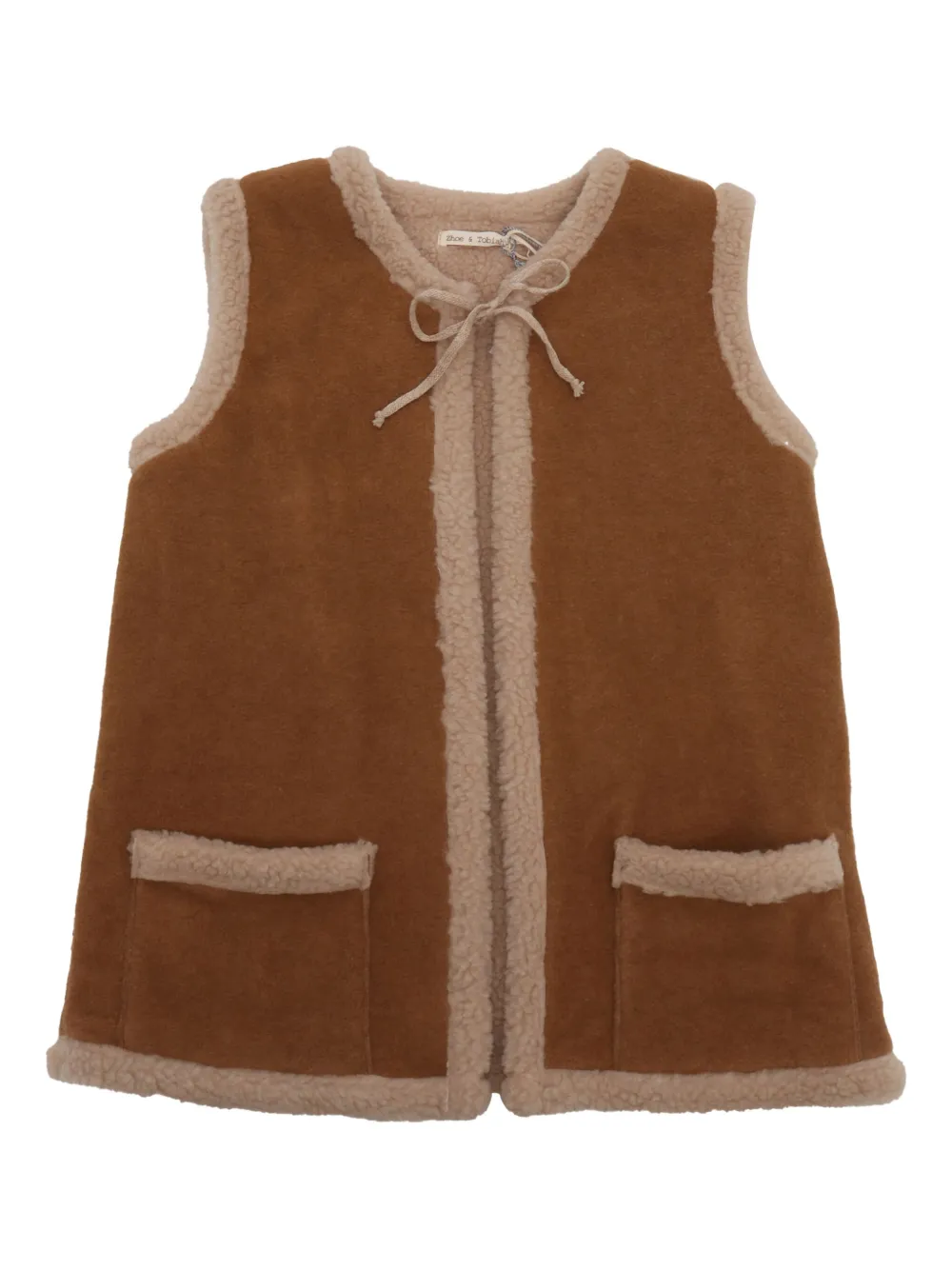 Zhoe & Tobiah Kids' Tie-neck Fleece Gilet In Brown