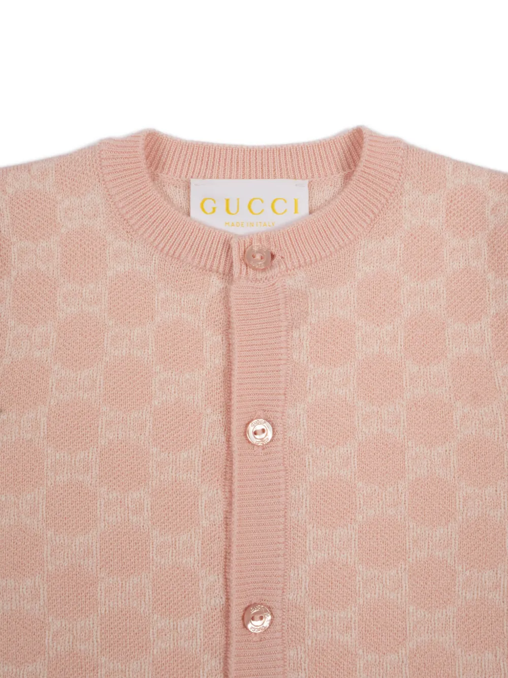 Gucci Kids GG Supreme-jacquard wool romper Roze