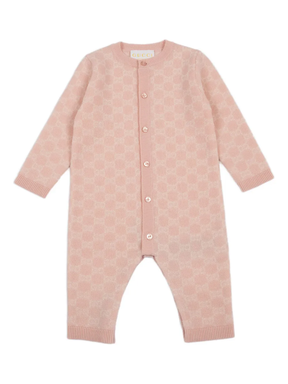 Gucci Kids GG Supreme-jacquard wool romper Roze