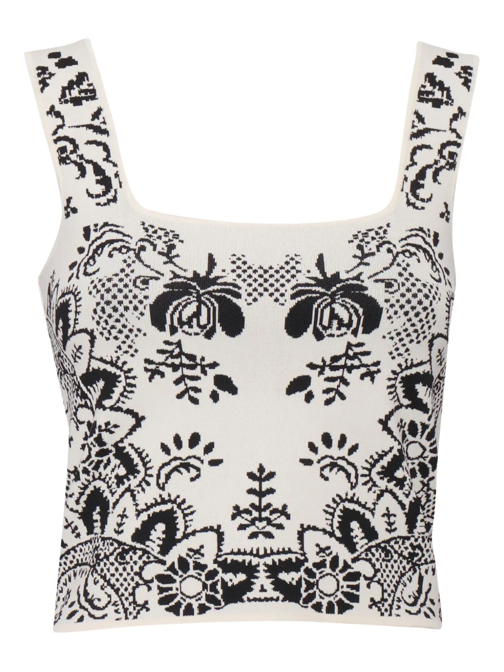 square-neck patterned blouse