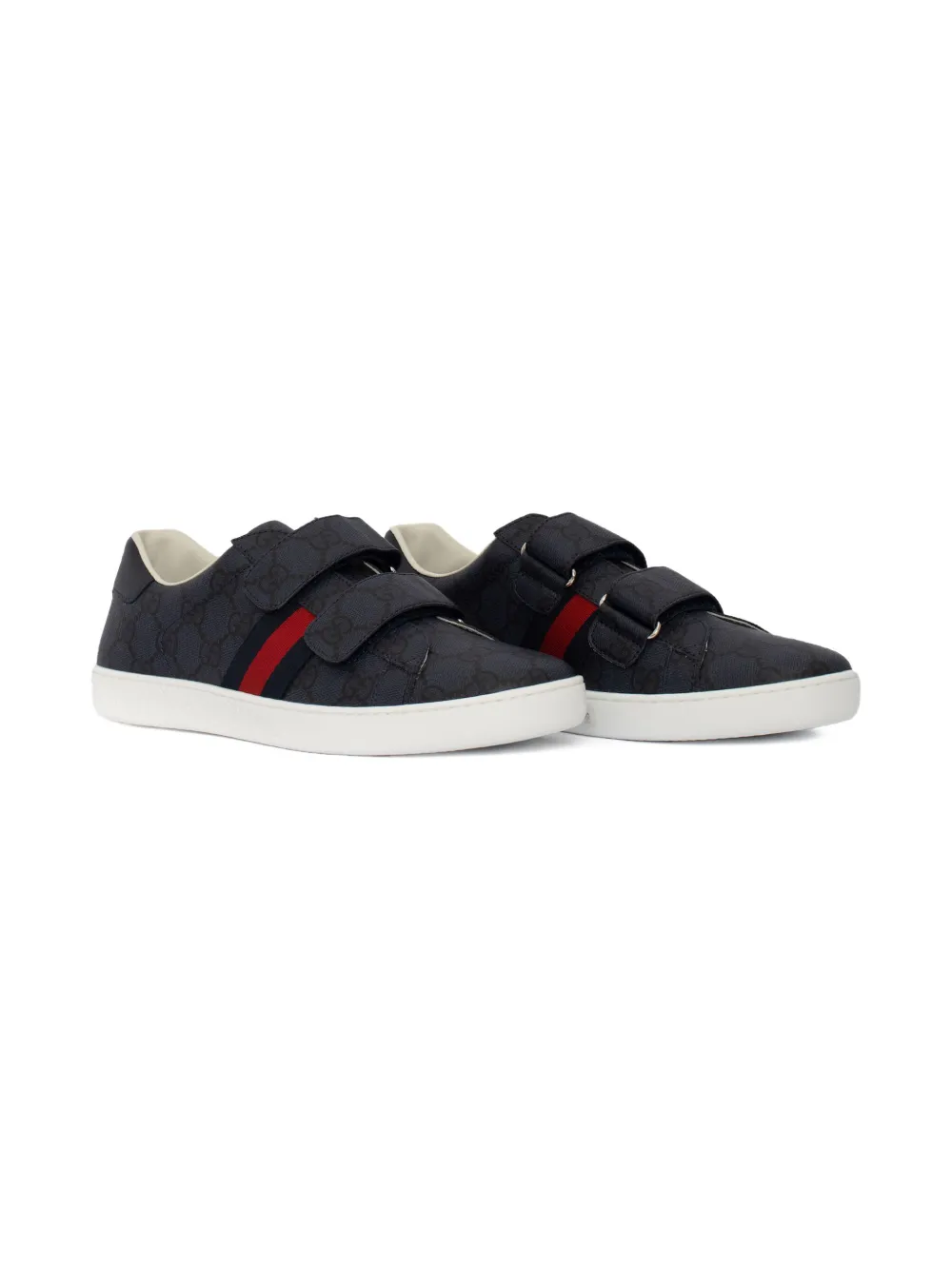 Gucci Kids monogram double strap sneakers - Zwart