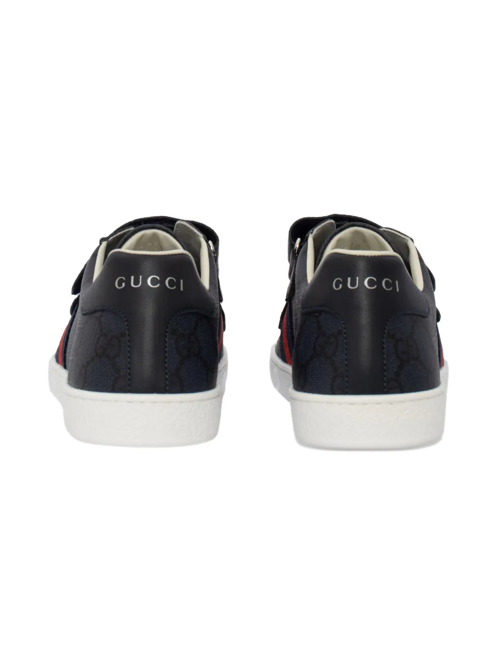 Gucci Monogram Double Strap Sneakers In Black