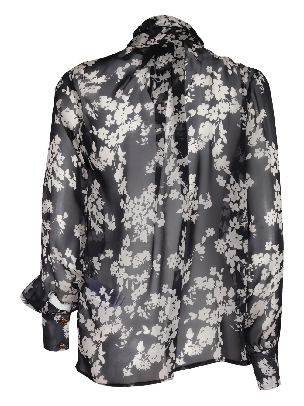 Elisabetta Franchi Zijden blouse met bloemenprint - Zwart