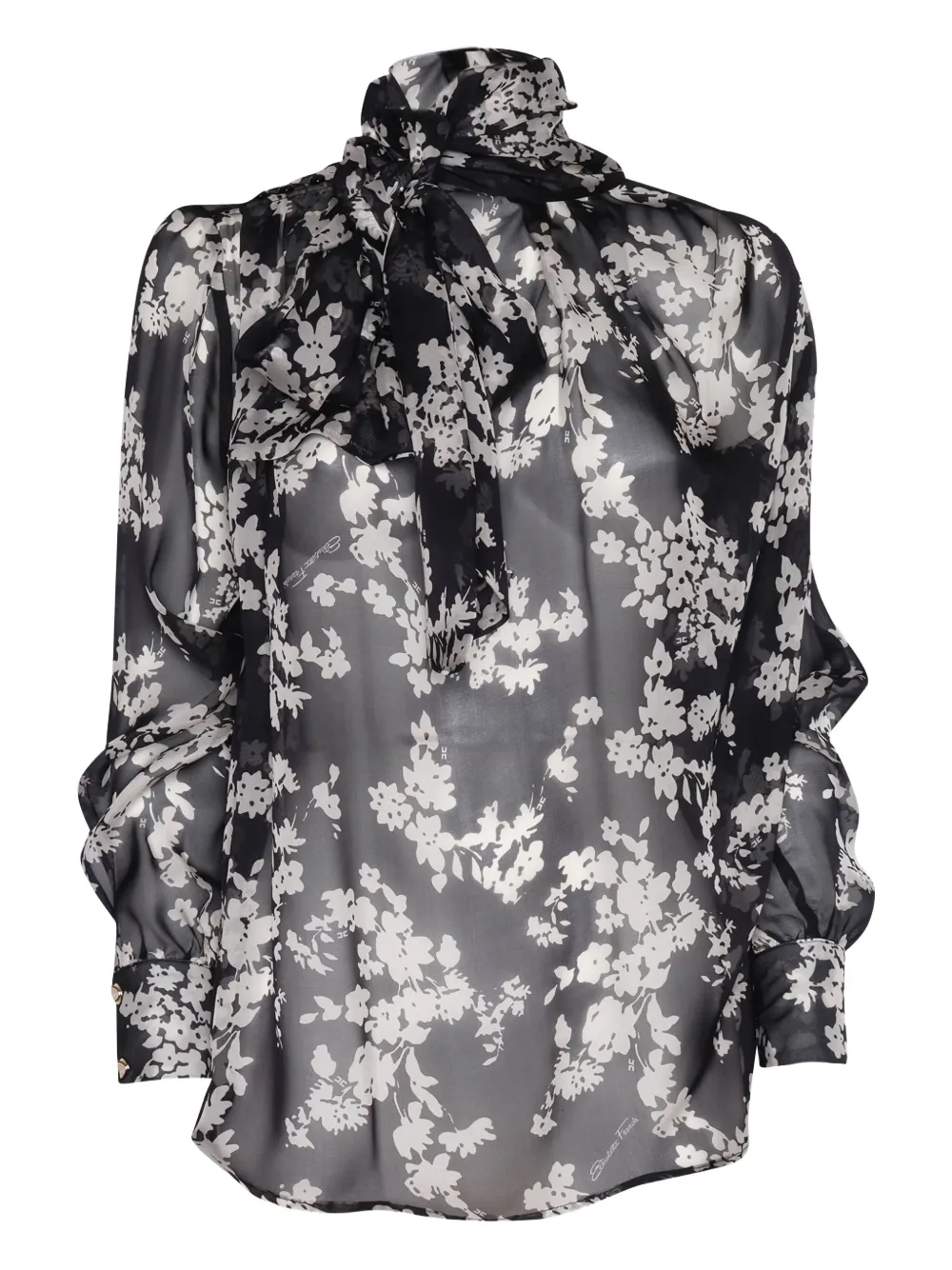 floral-print silk blouse