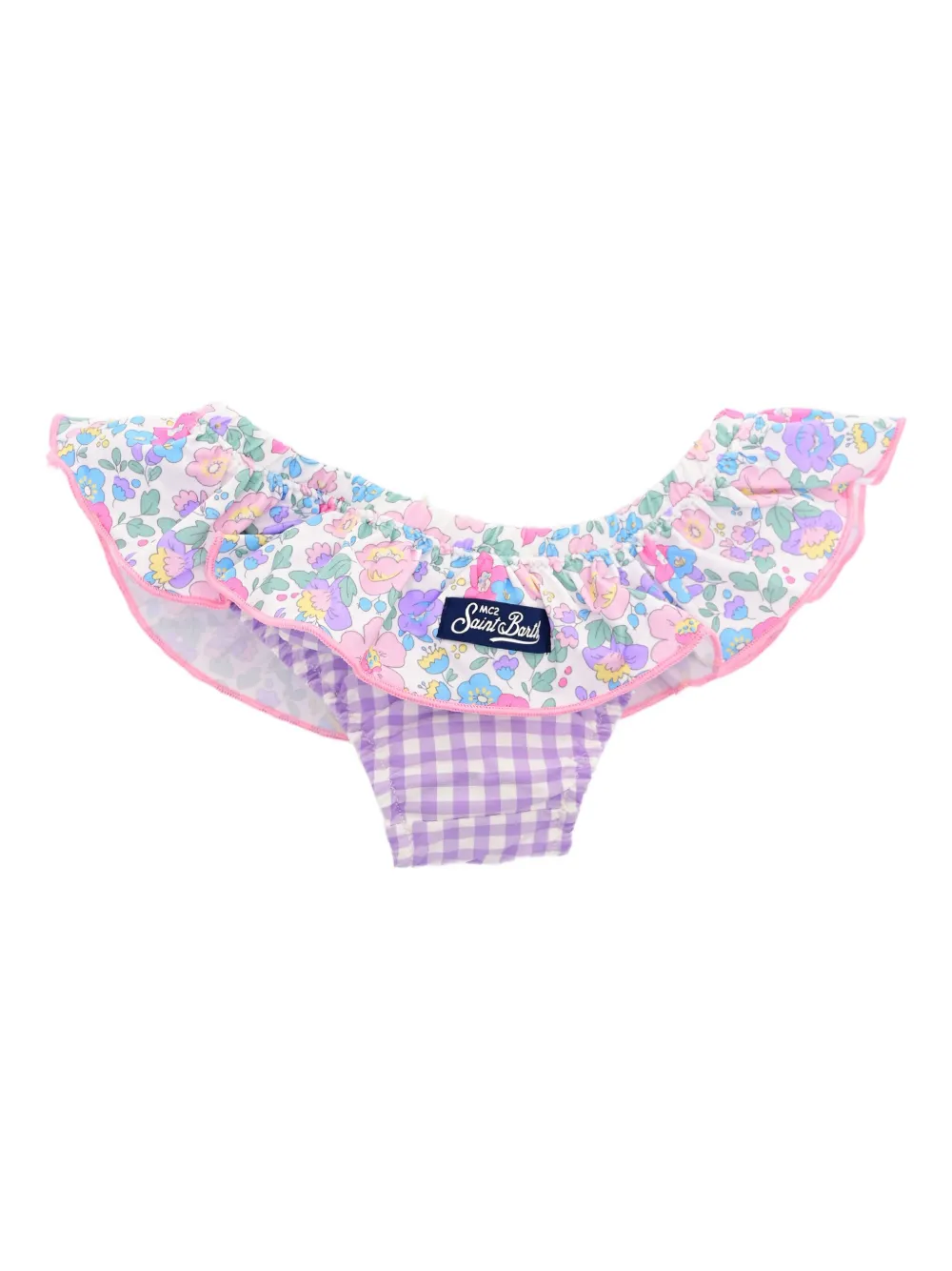 Mc2 Saint Barth Floral-print Ruffled Bikini Bottom In Multi