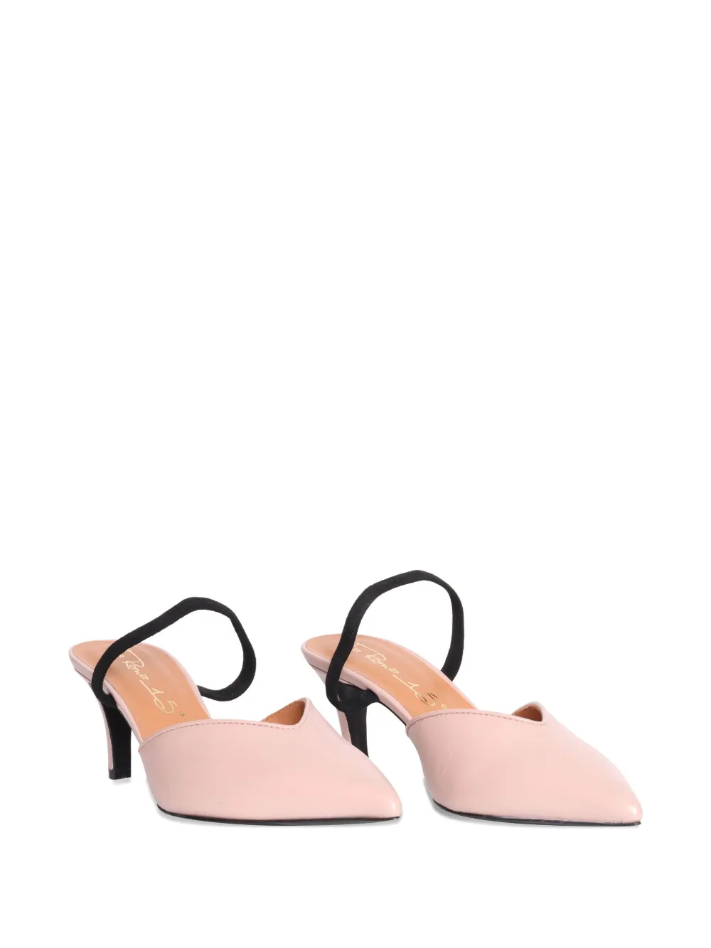 Via Roma 15 contrast-strap leather mules Pink