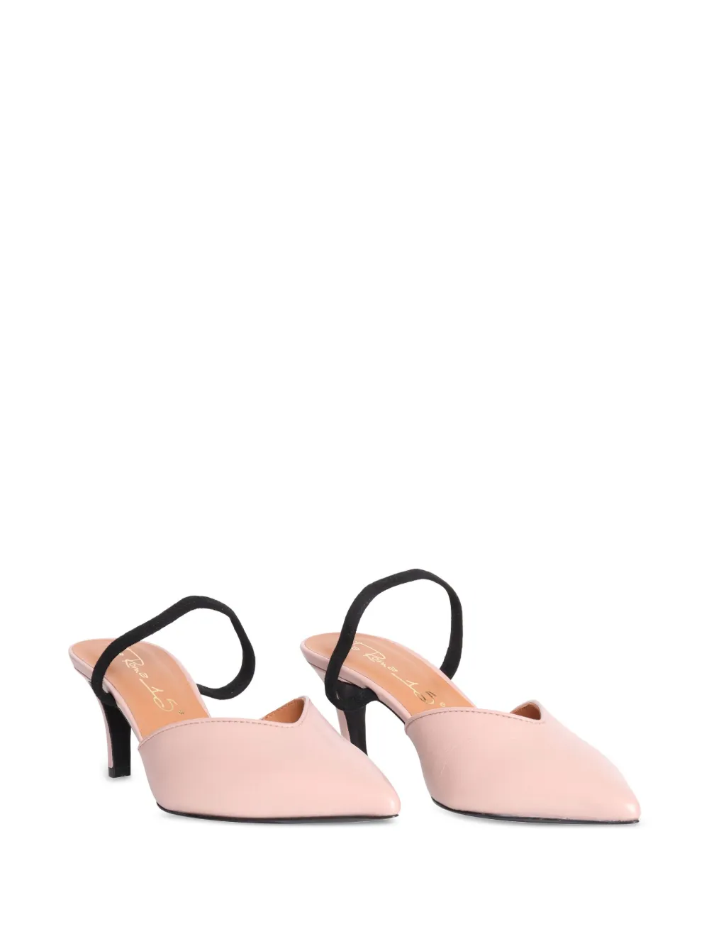 Via Roma 15 contrast-strap leather mules Pink