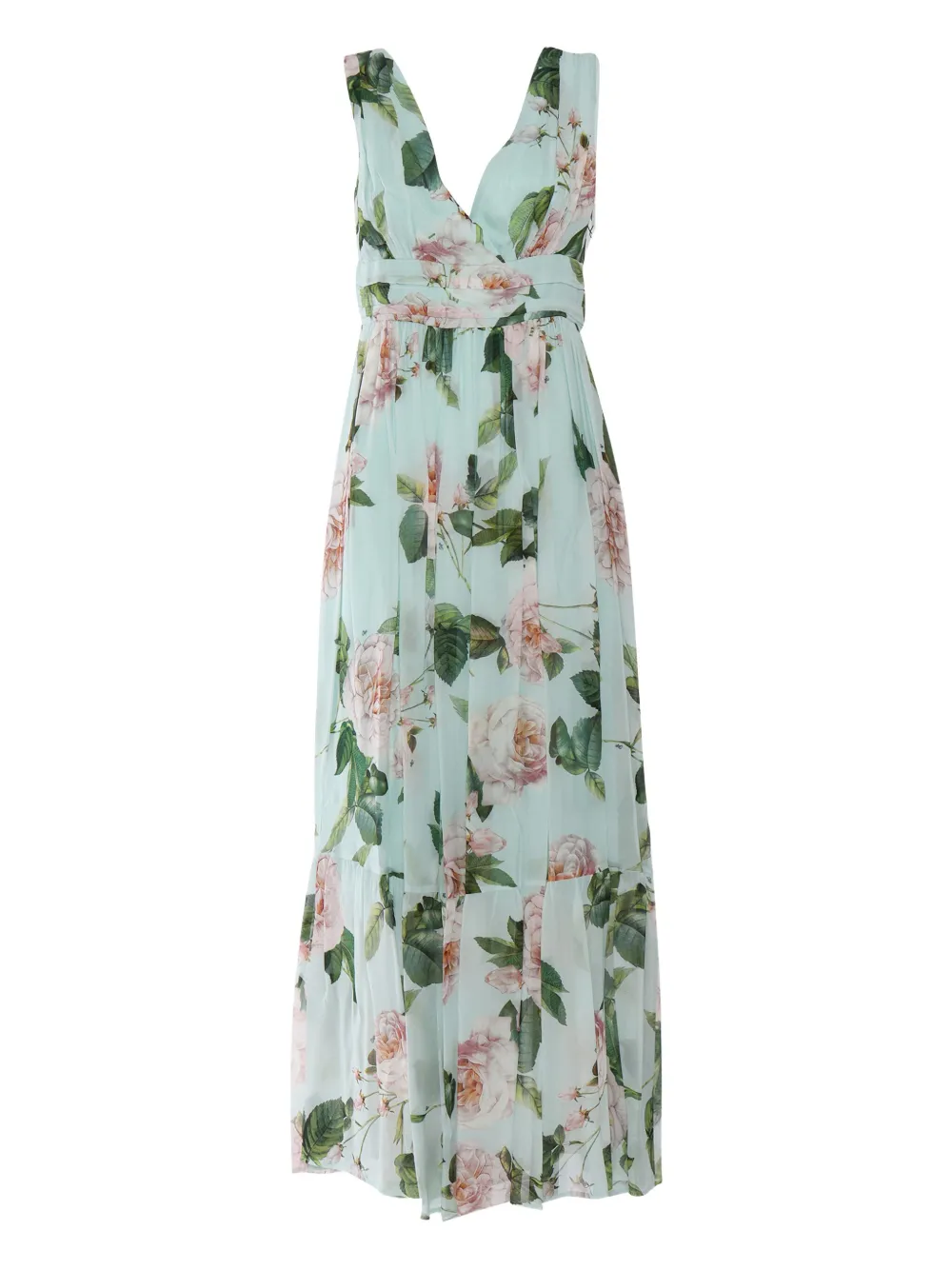 Clips rose-print tiered dress | Blue | Image 1