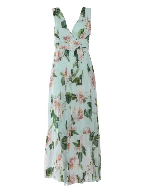 Clips rose-print tiered dress