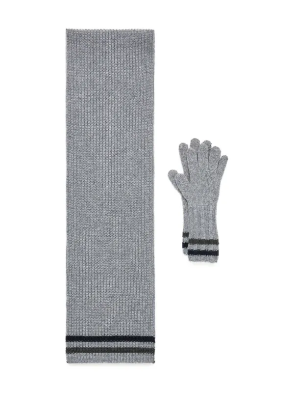 Moncler Enfant Conjunto De Tricô Com Patch De Logo | Cinza