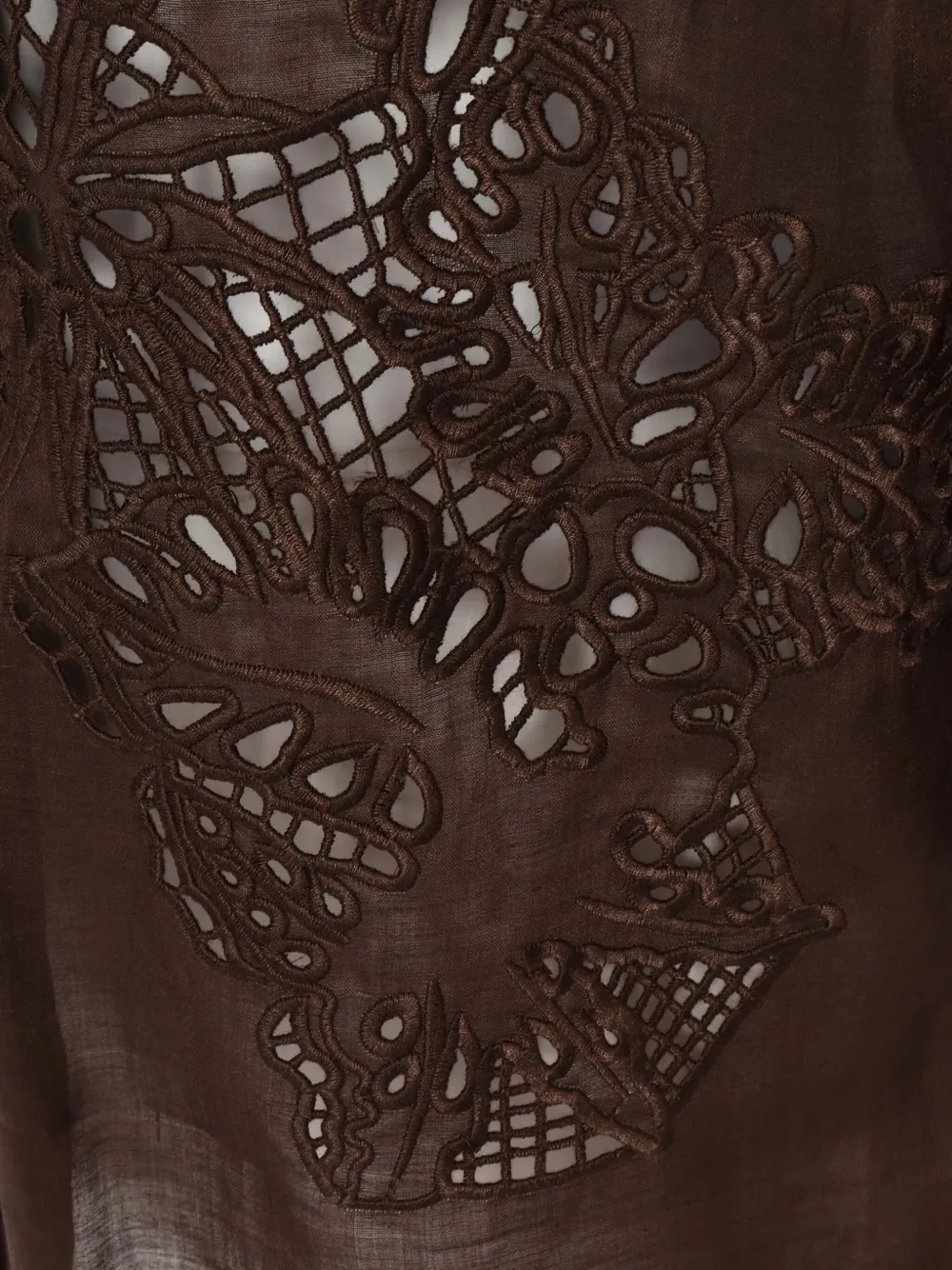 Max Mara Legno blouse met borduurwerk Bruin