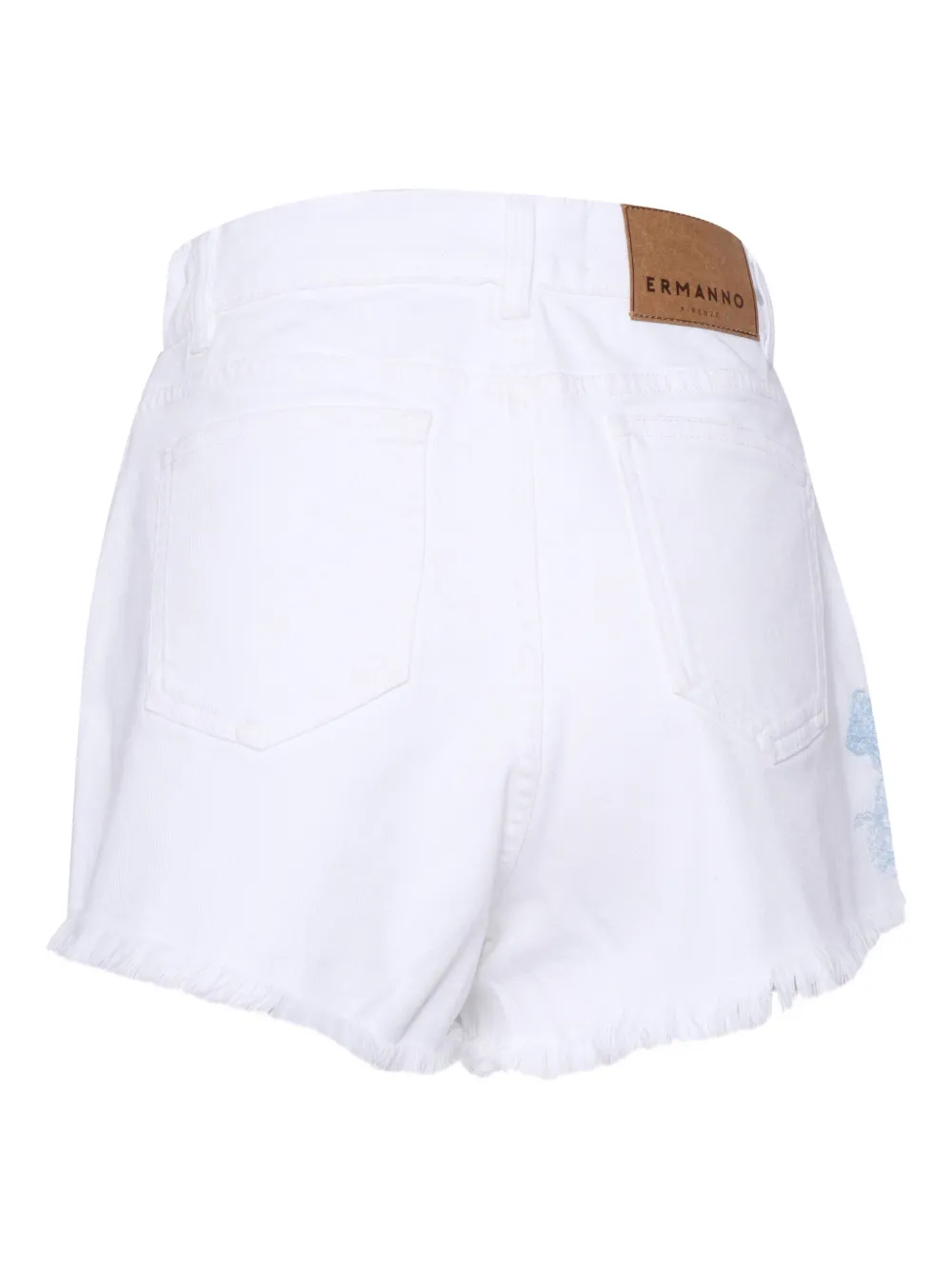 Ermanno Scervino Shorts met geborduurde bloemen en franje Wit