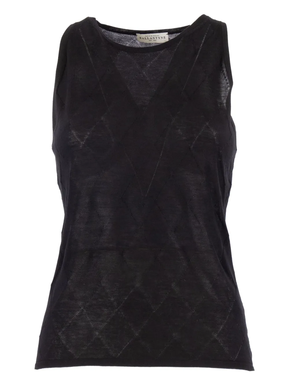 Ballantyne diamond-pattern cotton top Zwart