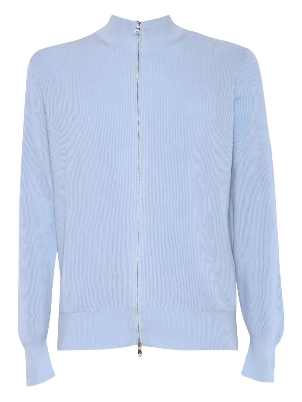 ribbed zip-up cardigan
