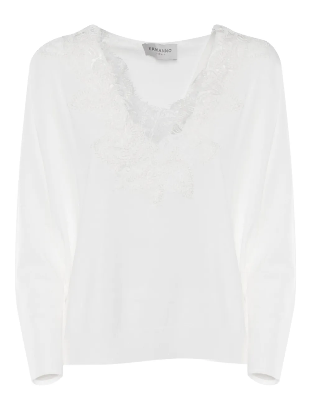 Ermanno Scervino Long-sleeved Knitted Sweater In White