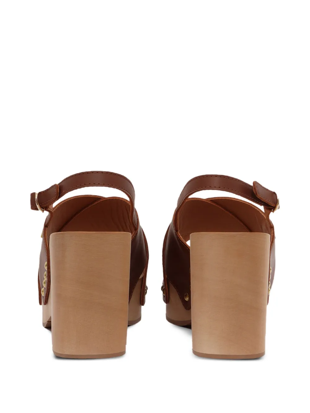 Via Roma 15 100mm cross-strap wooden-sole sandals Brown