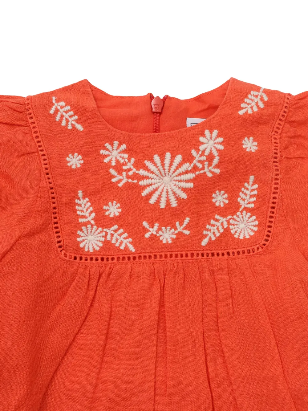 Tartine Et Chocolat Coquelicot jurk met borduurwerk en korte mouwen Oranje