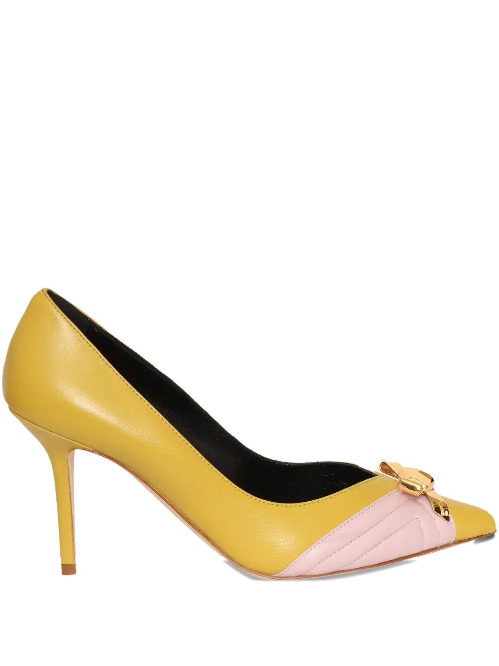 Elisabetta Franchi leather bow-detail pumps Yellow