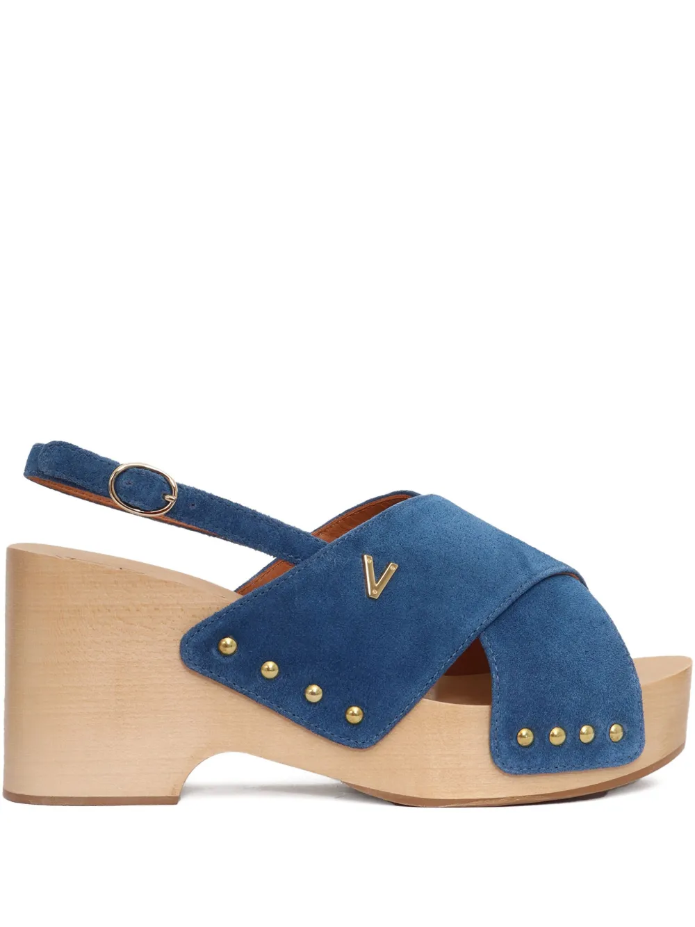 Via Roma 15 crossover studded sandals Blue