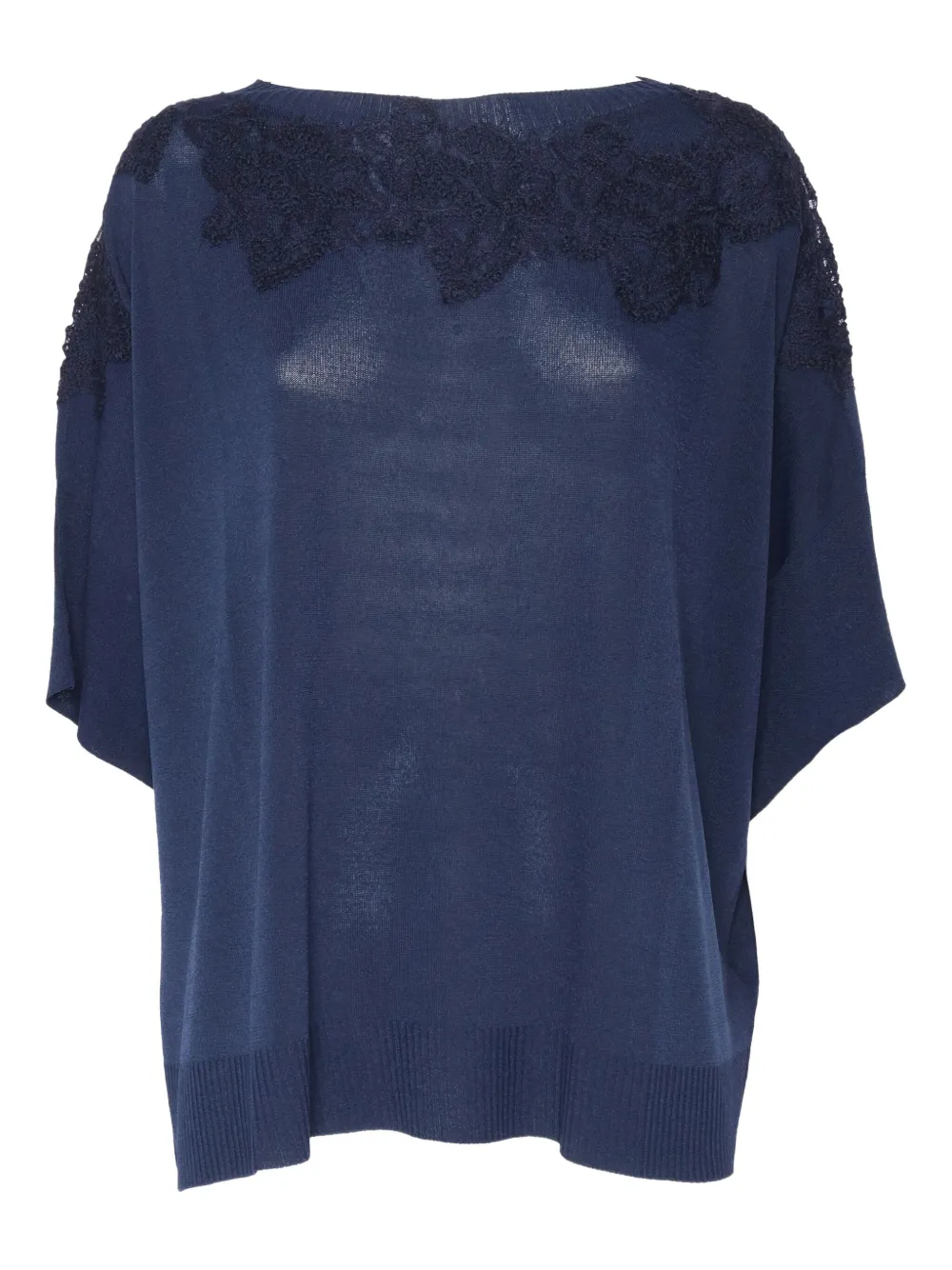 Ermanno Scervino Top met verfraaid kant Blauw