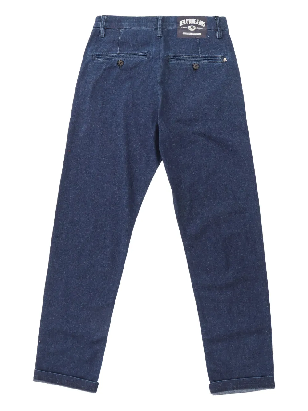 Replay Broek met logodetail en cuffs Blauw
