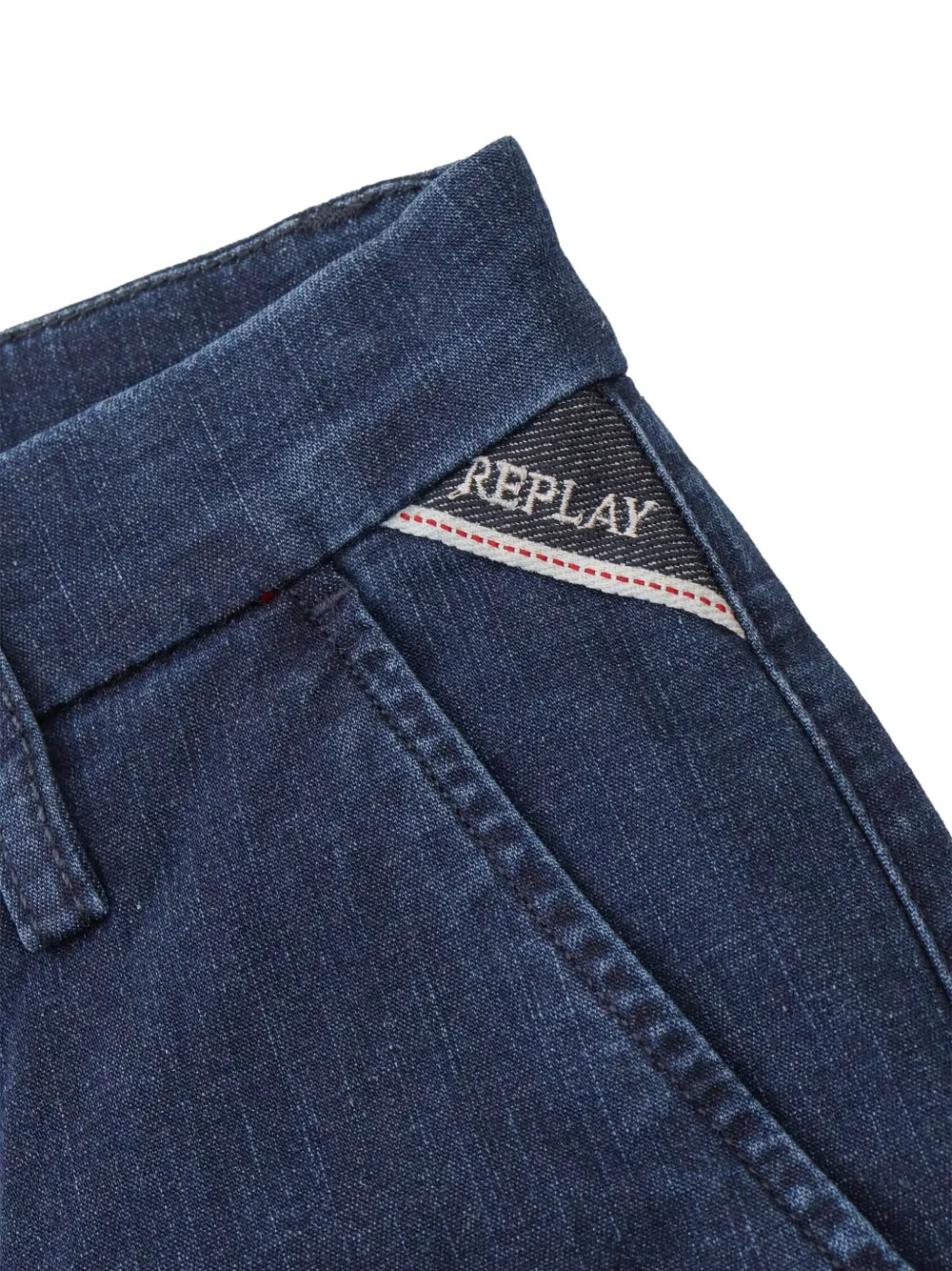 Replay Broek met logodetail en cuffs Blauw