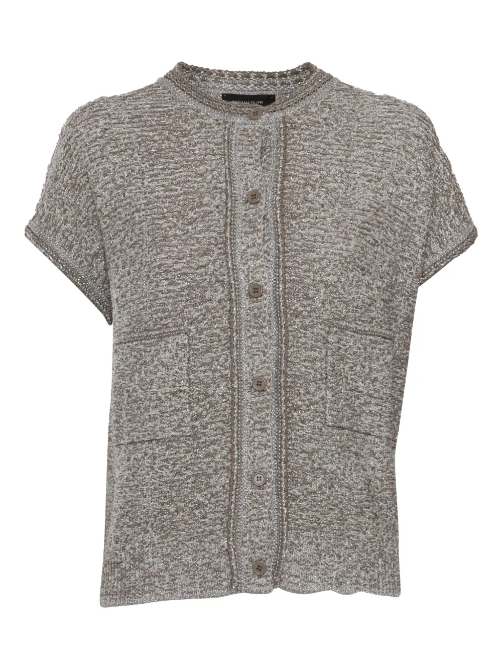 Fabiana Filippi Lurex tweed vest met korte mouwen Grijs