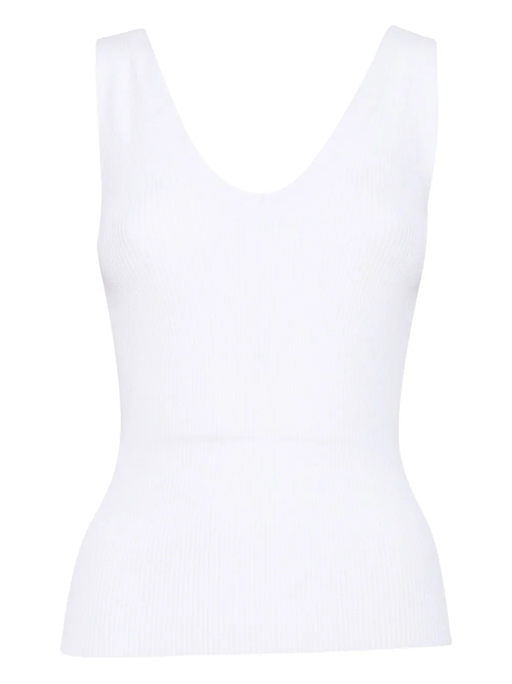 Filippo De Laurentiis Ribbed V-neck Top In Neutral