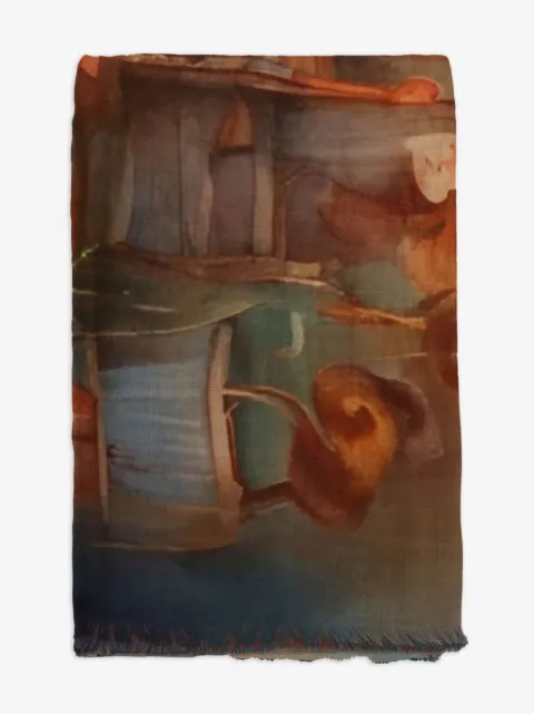 D'aniello Perla abstract-print fringed scarf