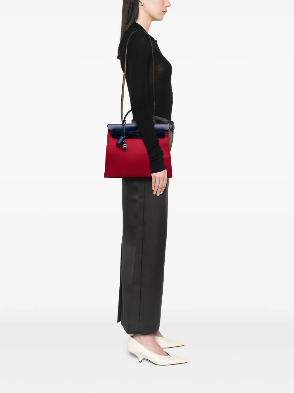 Pre-owned Hermes 2018 Toile Herbag Zip 31 Satchel In Red
