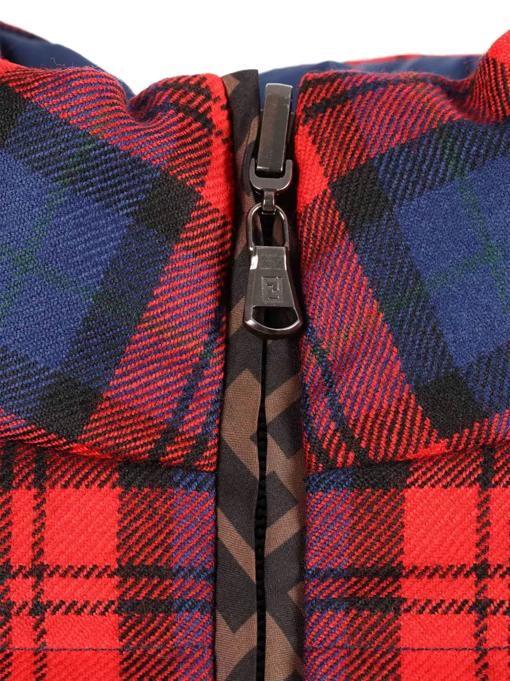 Fendi Kids Omkeerbaar donsjack met tartan-ruit Blauw