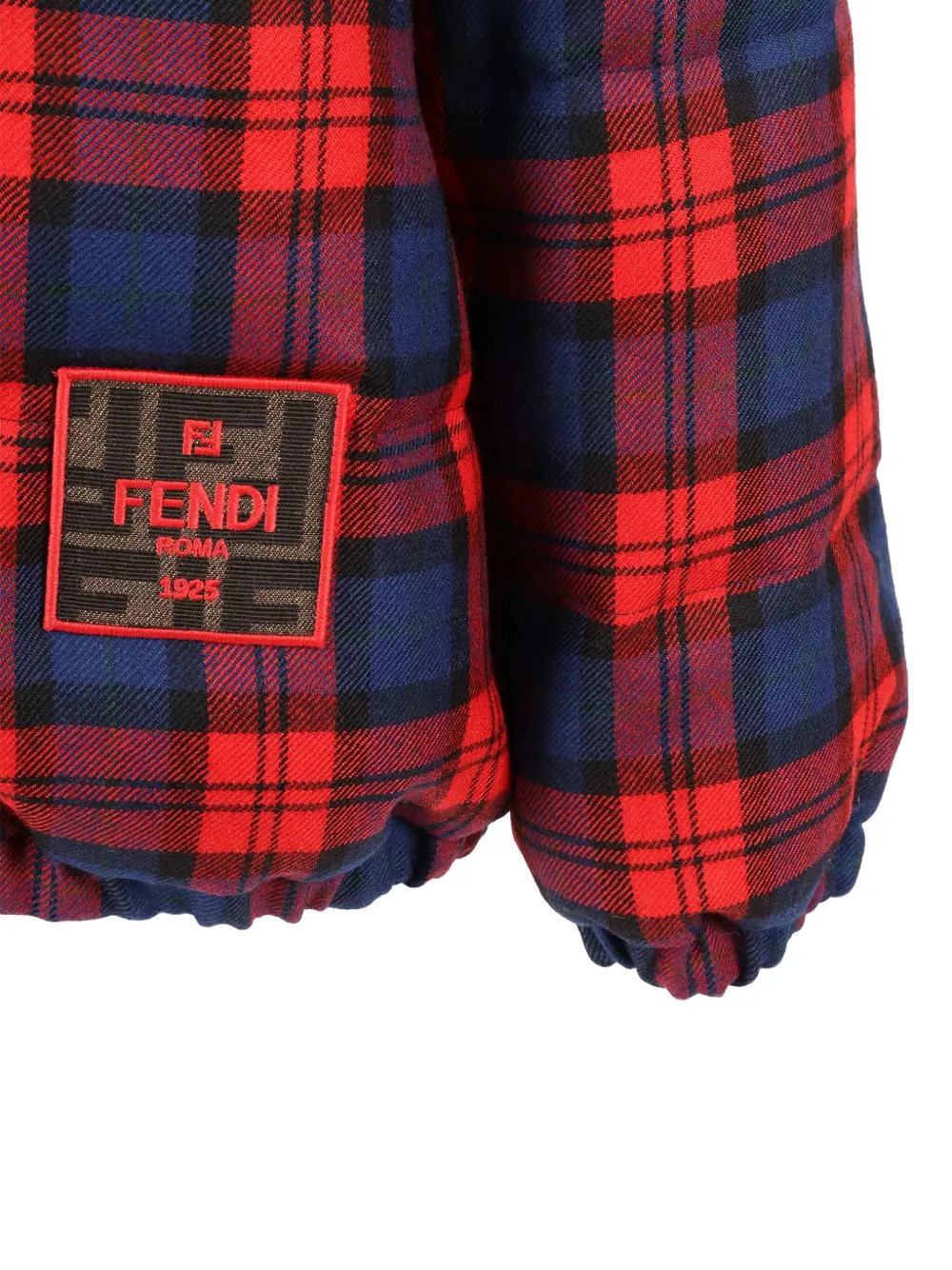 Fendi Kids Omkeerbaar donsjack met tartan-ruit Blauw