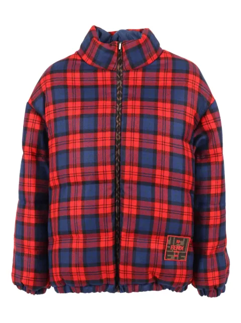 Fendi Kids reversible tartan-plaid puffer jacket 