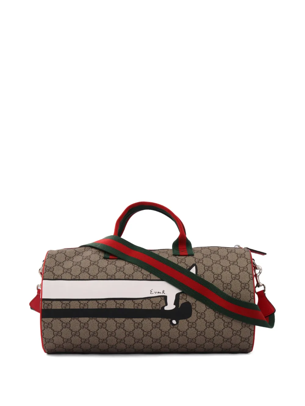 Gucci Kids dog-print GG-pattern duffel bag - ブラウン Gucci Kids dog-print GG-pattern duffel bag - ブラウン