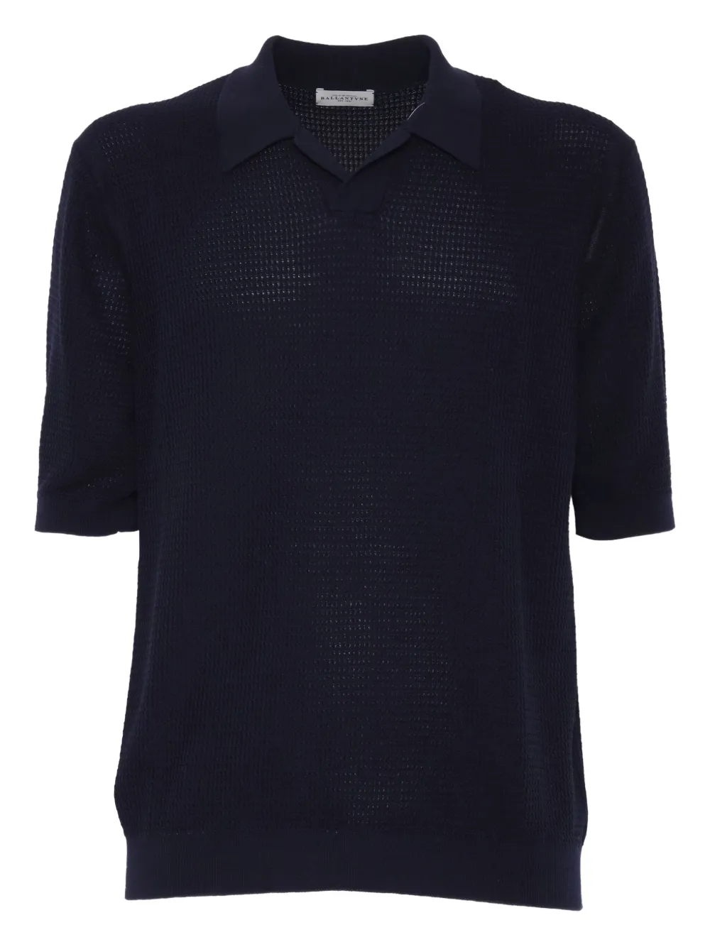 short-sleeve waffle-knit polo shirt