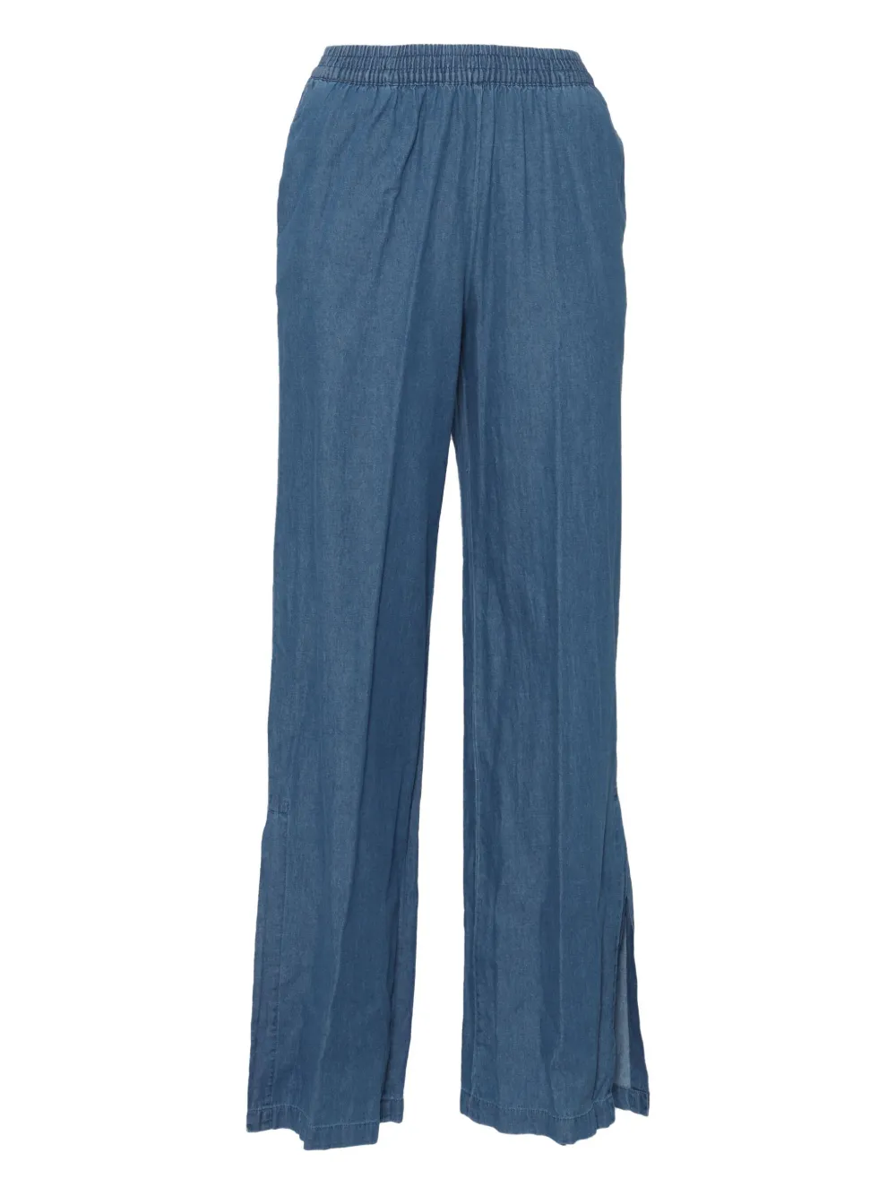 elastic-waist split-hem jeans