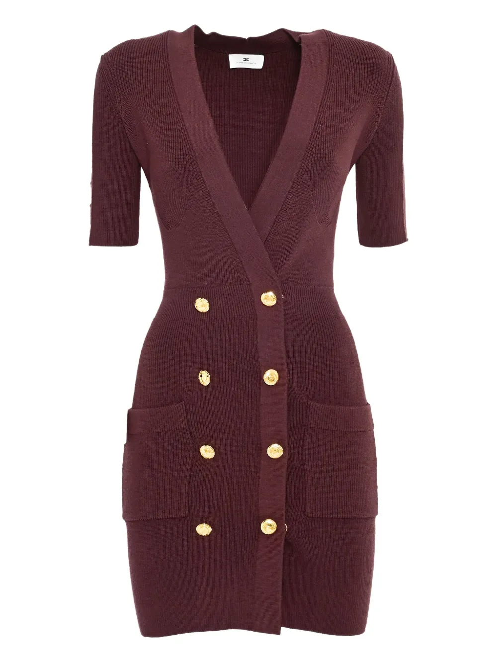 Elisabetta Franchi Geribbelde jurk met knoopsluiting Rood
