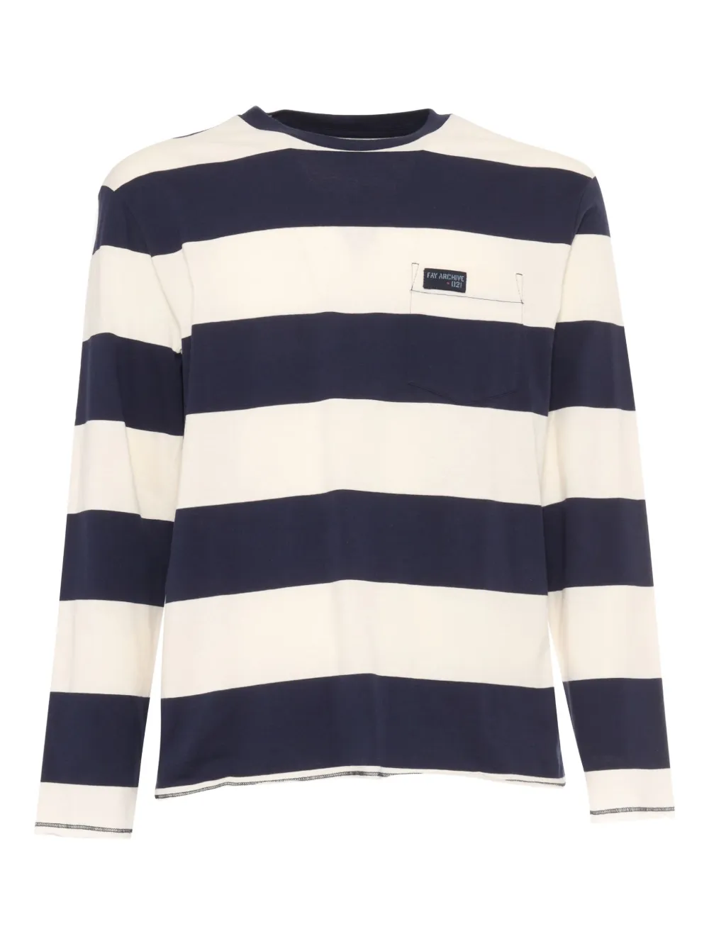 Fay T-shirt met gestreepte zak Blauw