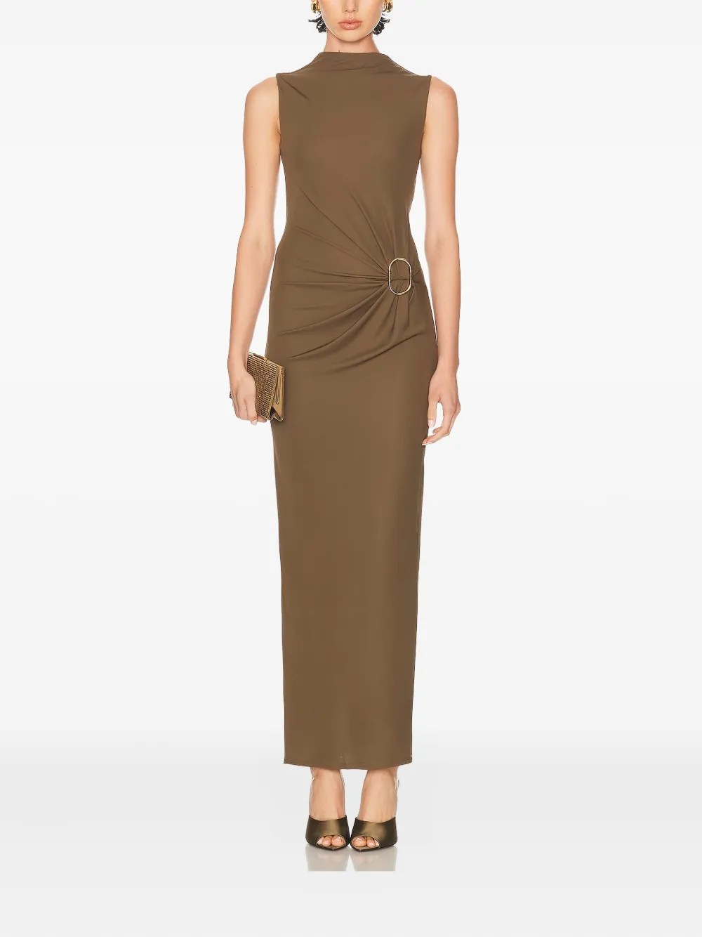 Roland Mouret mock-neck ring-detail dress | Brown | Image 1