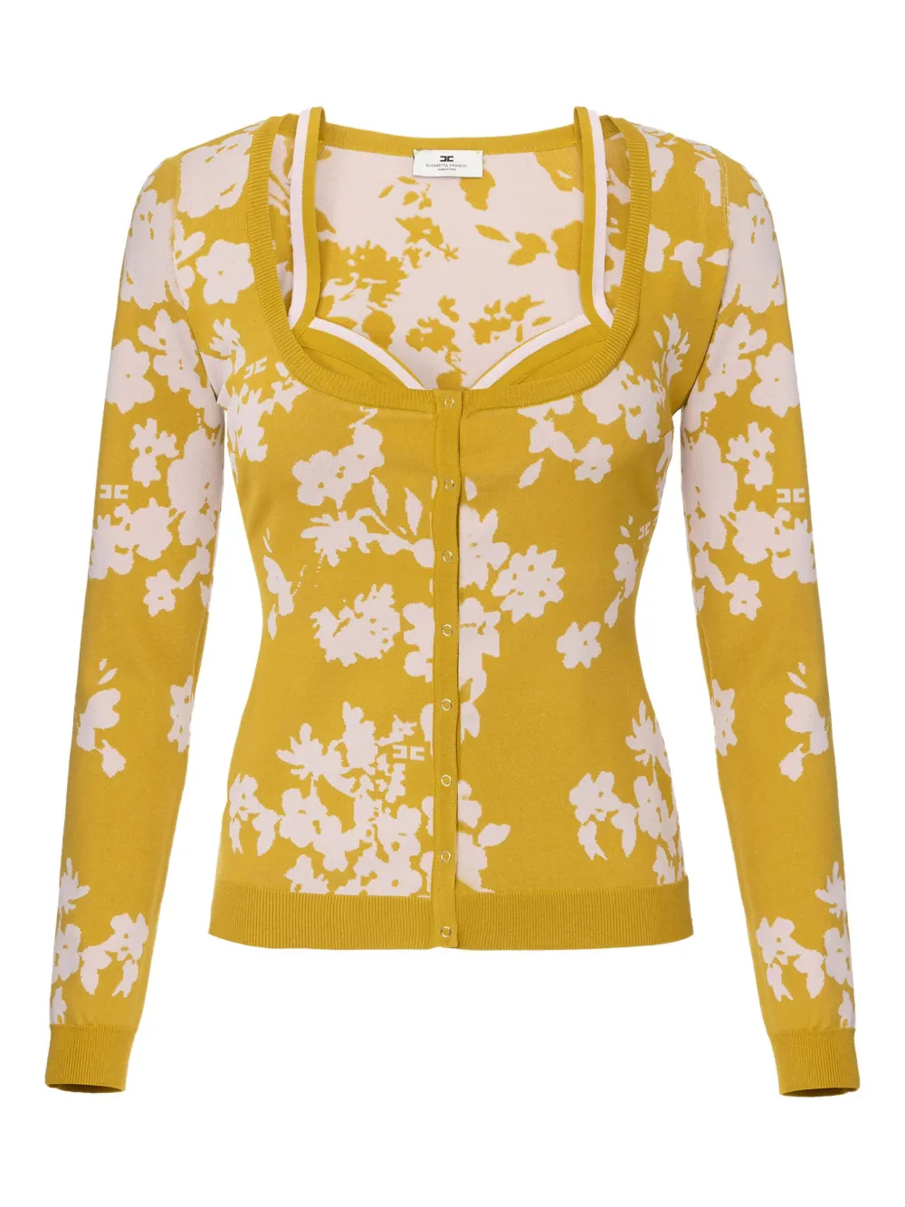 Elisabetta Franchi Floral-jacquard Cardigan In Pattern