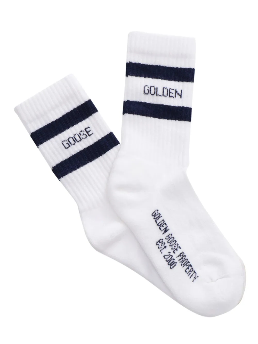 Golden Goose Kids Gestreepte sokken met logo Wit