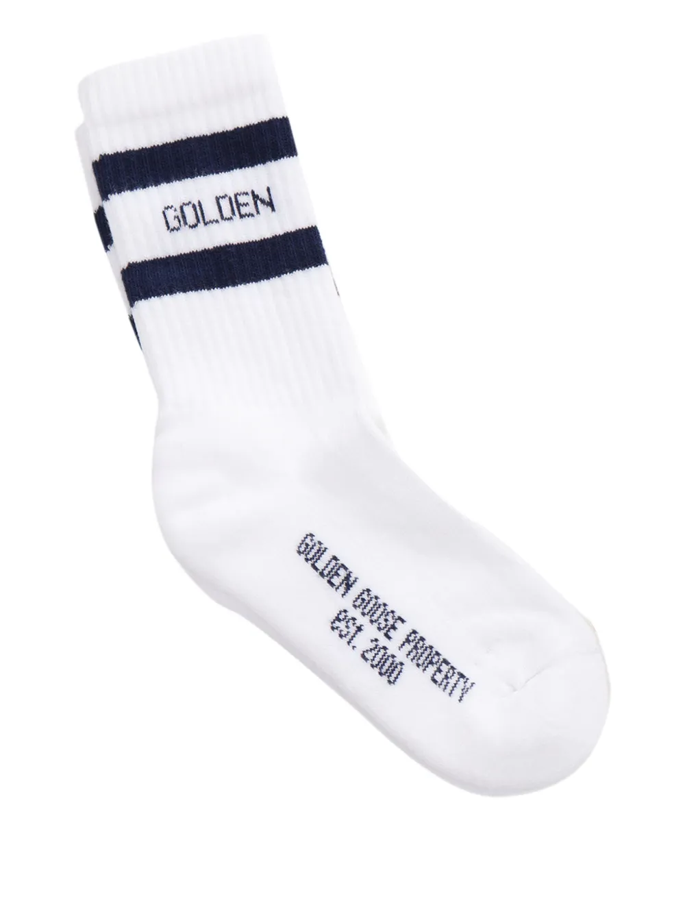 Golden Goose Kids Calzini a righe con logo - Bianco