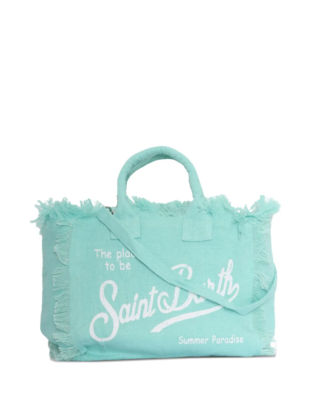 Mc2 Saint Barth Colette Frayed Linen Tote Bag In Blue