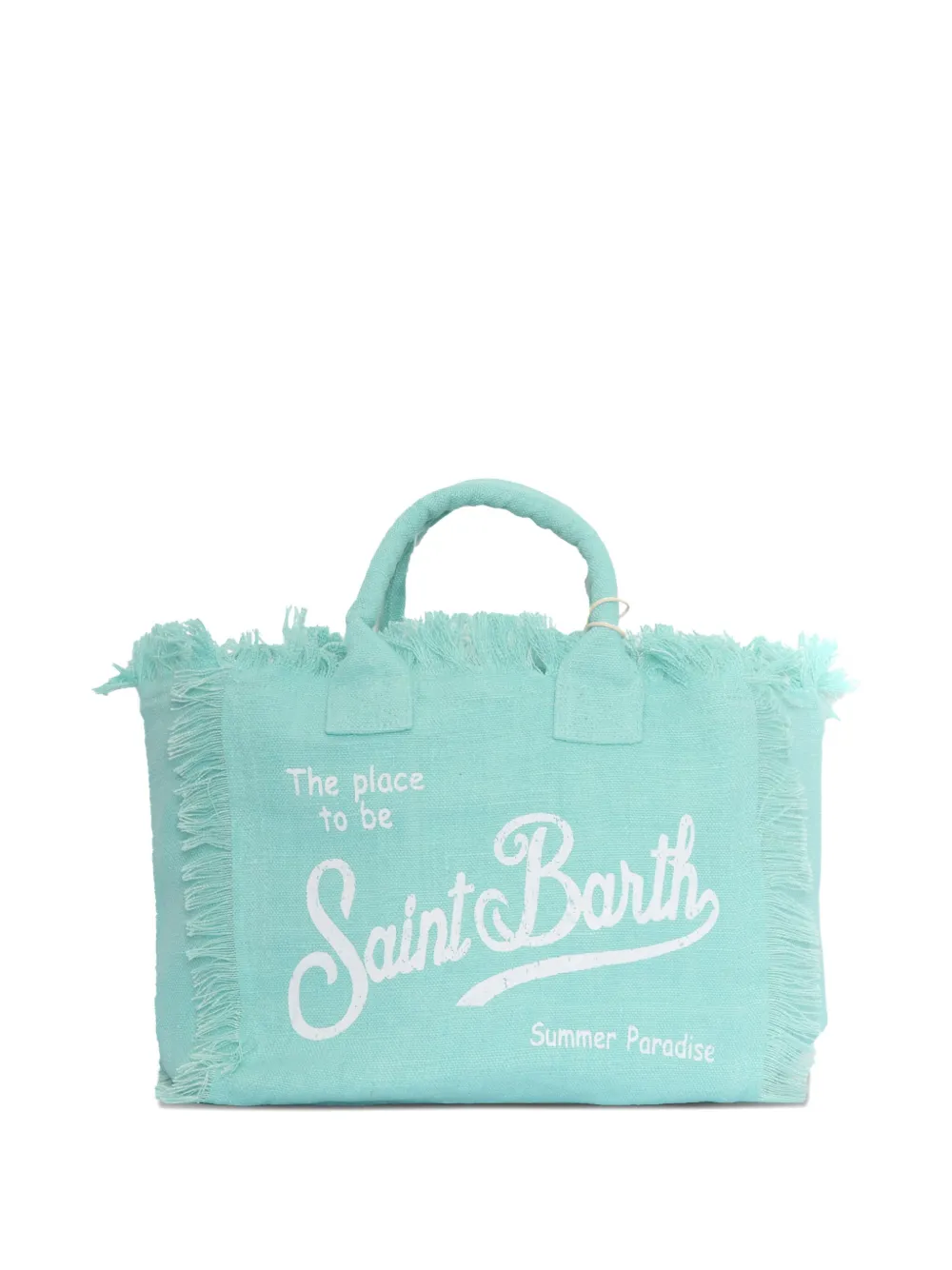 MC2 Saint Barth Kids Colette linnen shopper met franje Blauw