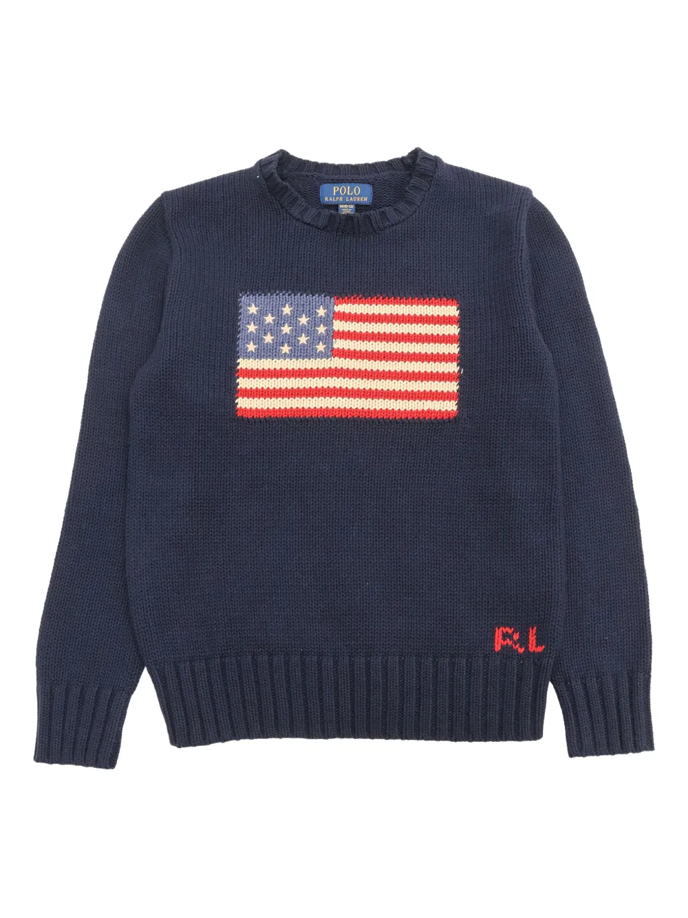 POLO RALPH LAUREN KIDS Katoenen trui met vlag intarsia Blauw