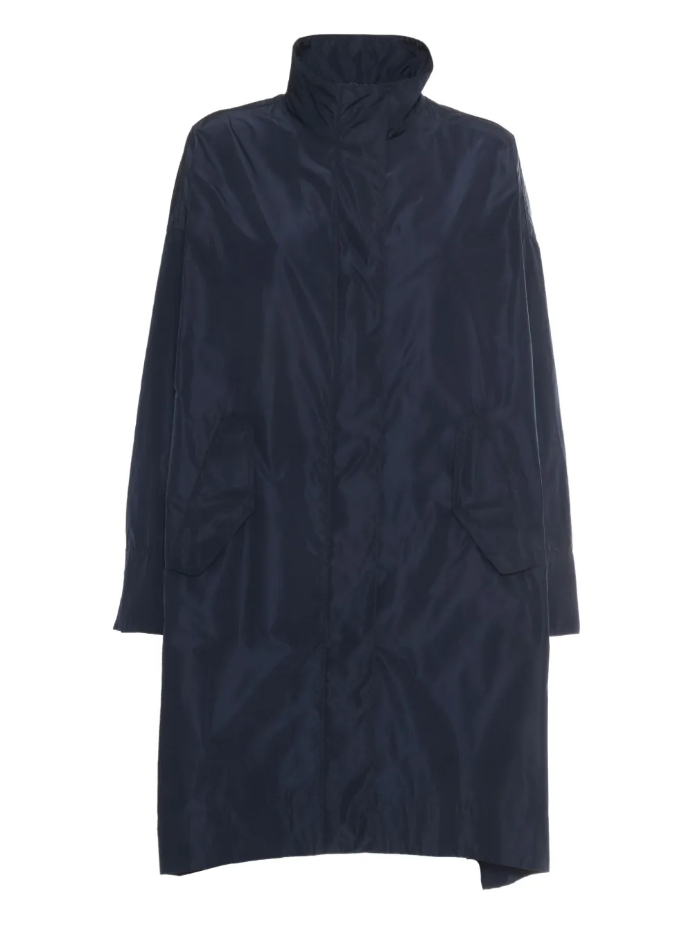 high-neck asymmetrical coat