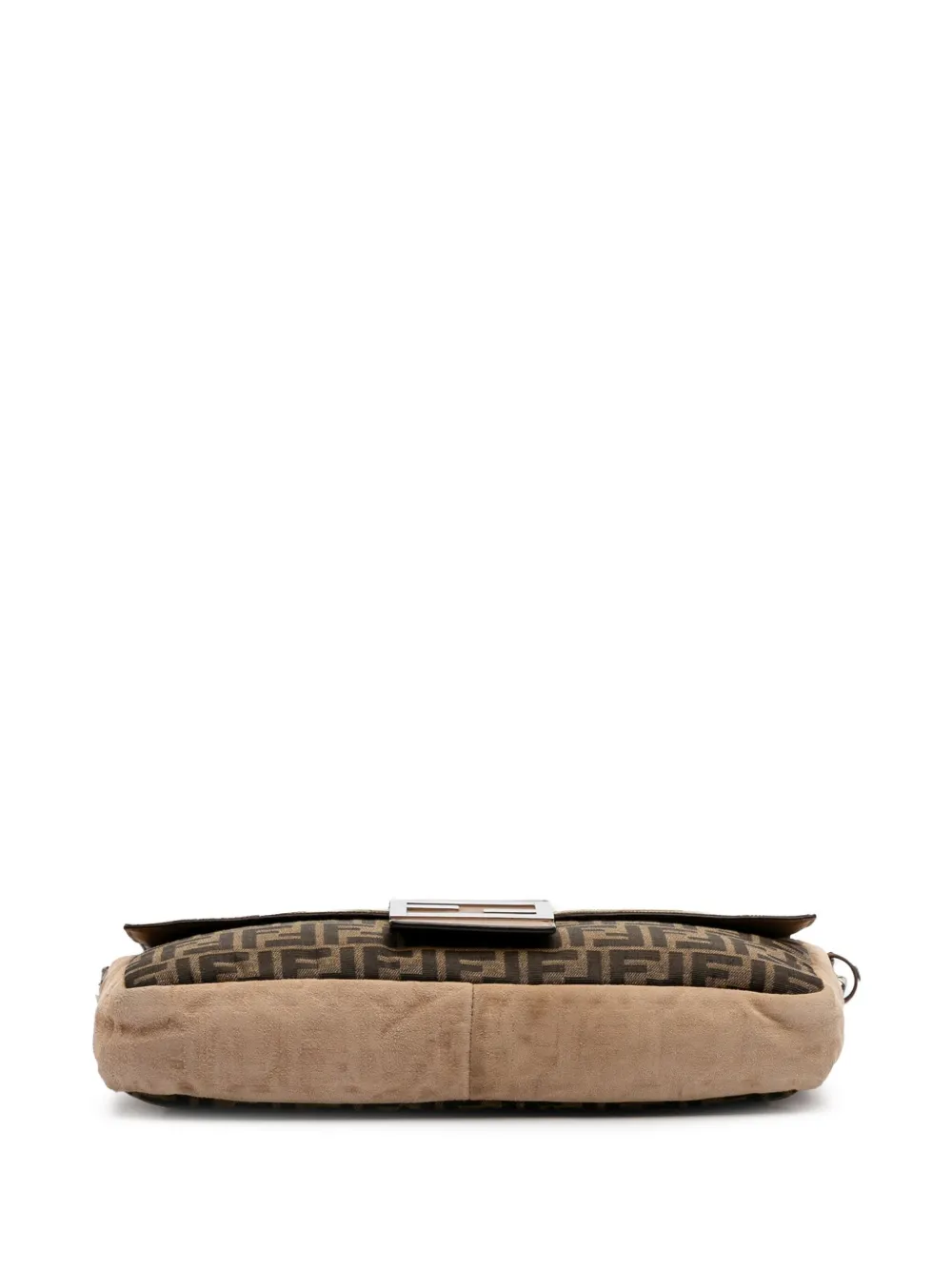 Pre-owned Fendi 2010-2025 Large Zucca And Pequin Canvas Convertible Baguette Satchel In Brown