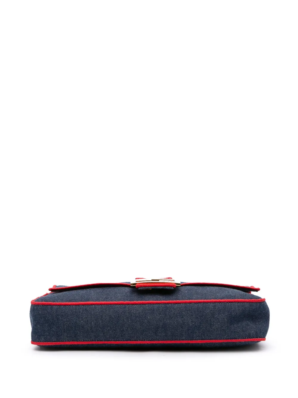Pre-owned Fendi 2010-2025 Large Denim Baguette Satchel In Blue