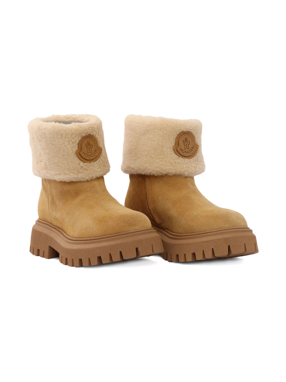 MONCLER GRENOBLE KIDS Aurea shearling-cuff leather boots Bruin